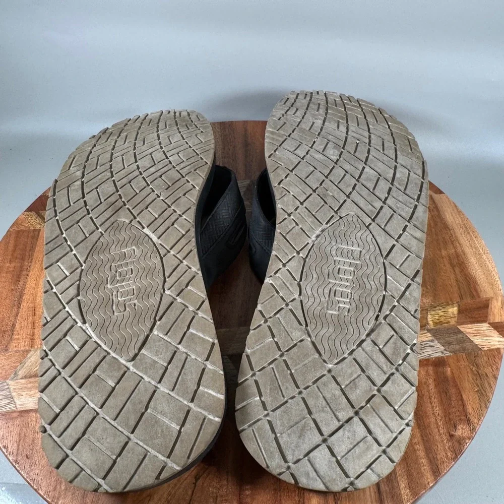 Flojos Mens Black Flip‎ Flop Sandals Size 13 Textured Straps Comfort Beach Shoes